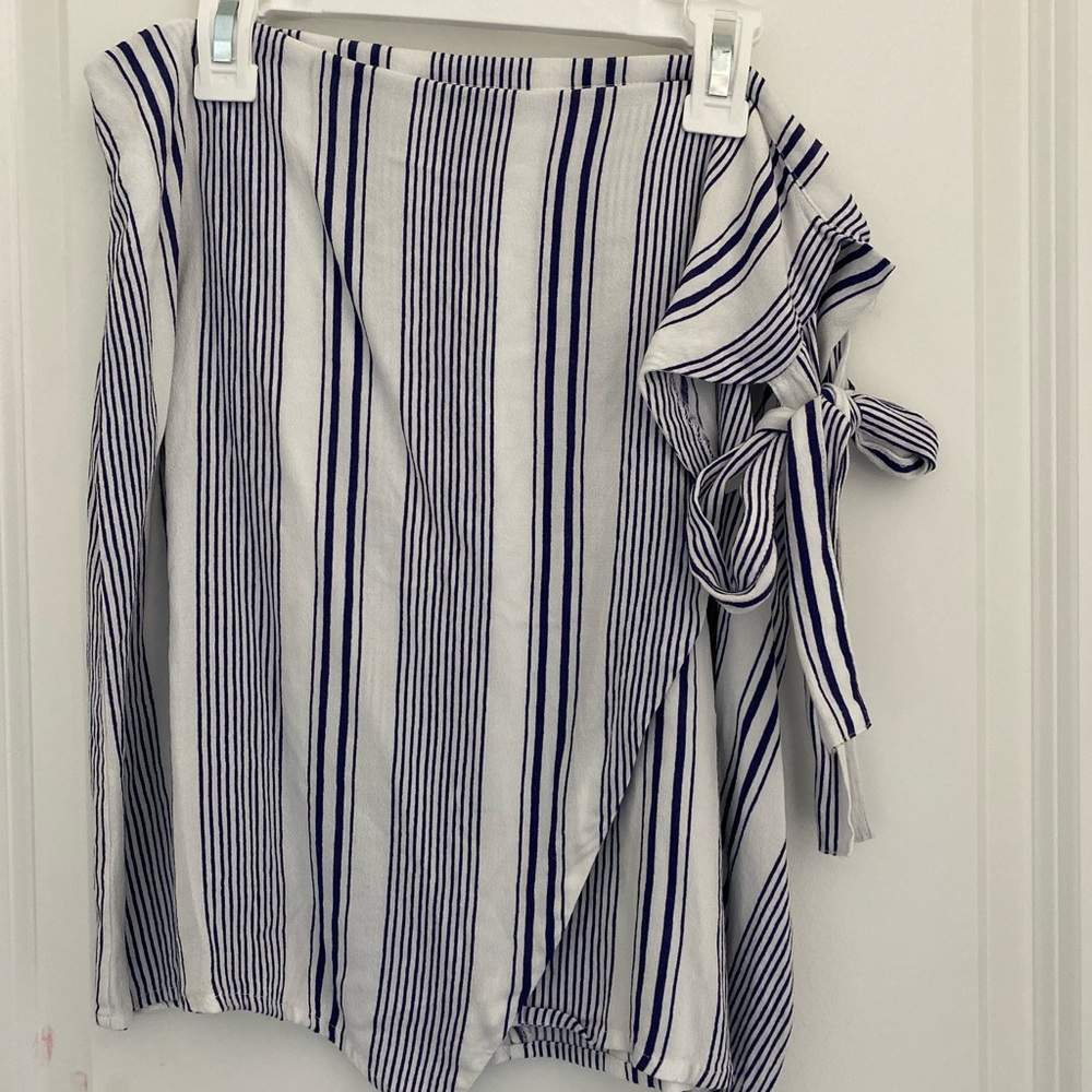Striped mini wrap skirt